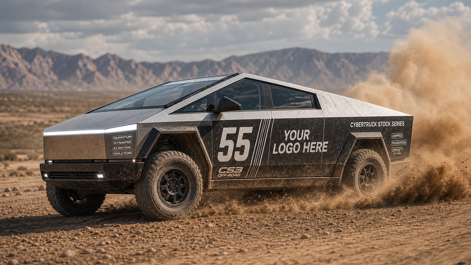 Cybertruck founding sponsor livery with your logo here on the truck